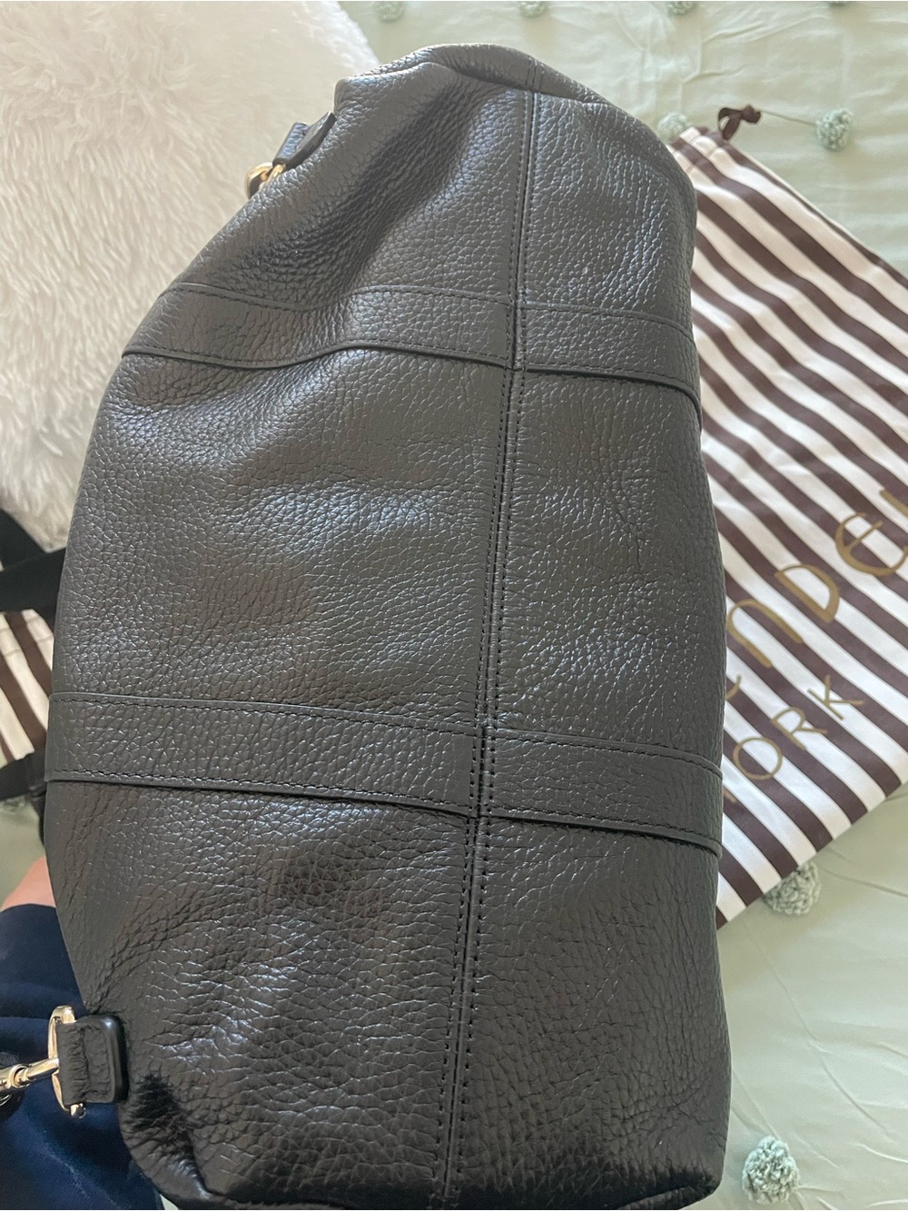 henri bendel Black Leather Convertible Backpack Tote with Gold Hardware - Picture 6 of 8
